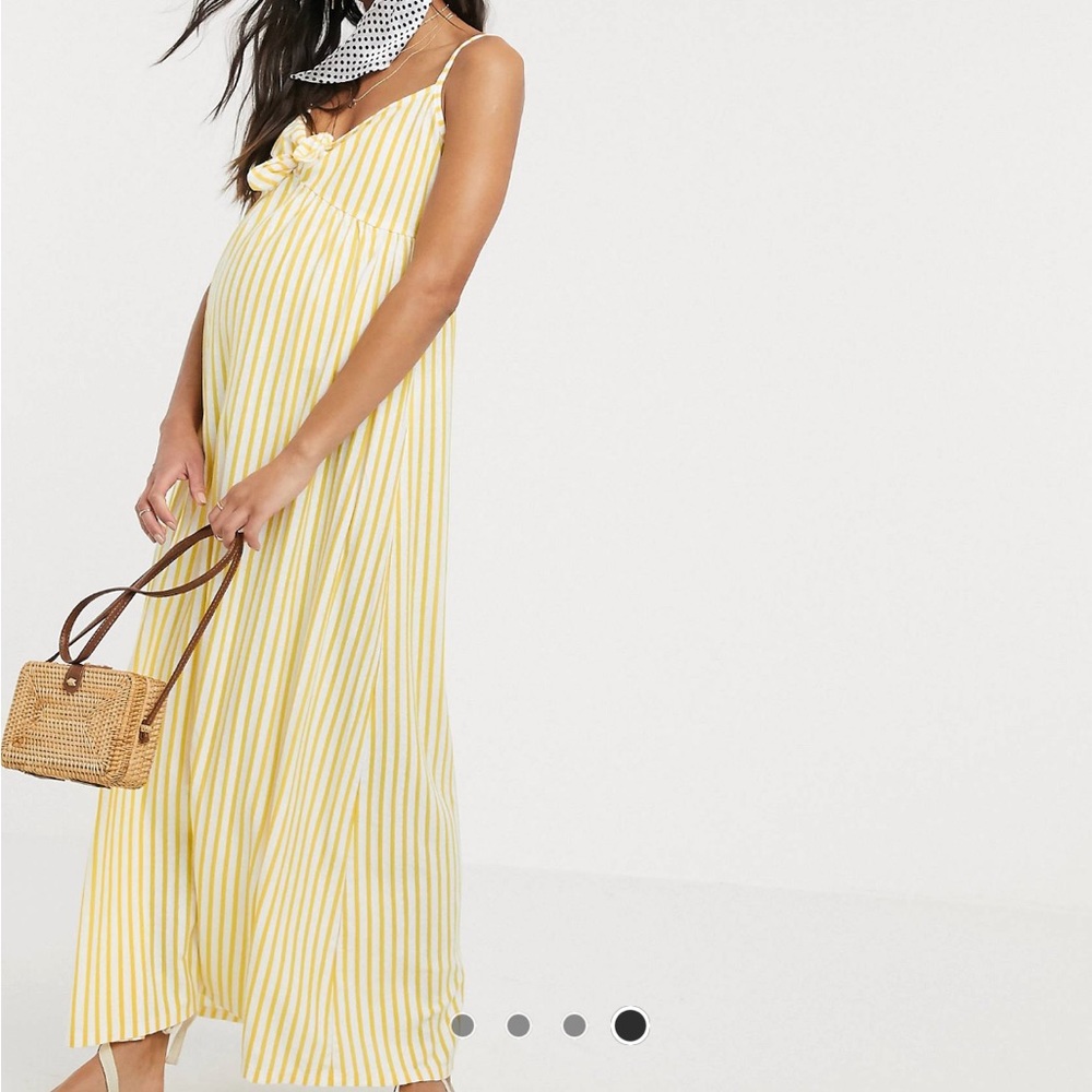 ASOS Maternity Cami Bow Front Maxi Sundress in Buttermilk Stripe - Picture 11 of 11